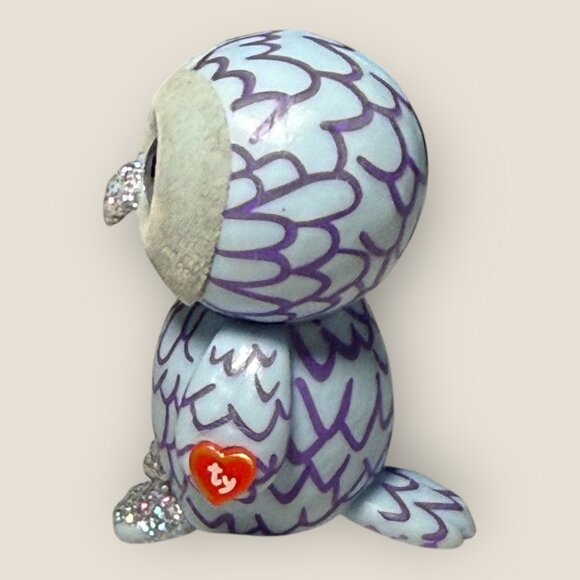 Ty Beanie Boos Mini Oscar The Blue Owl Figure Blue Sparkle Eyes Collectible 2" - Picture 2 of 6